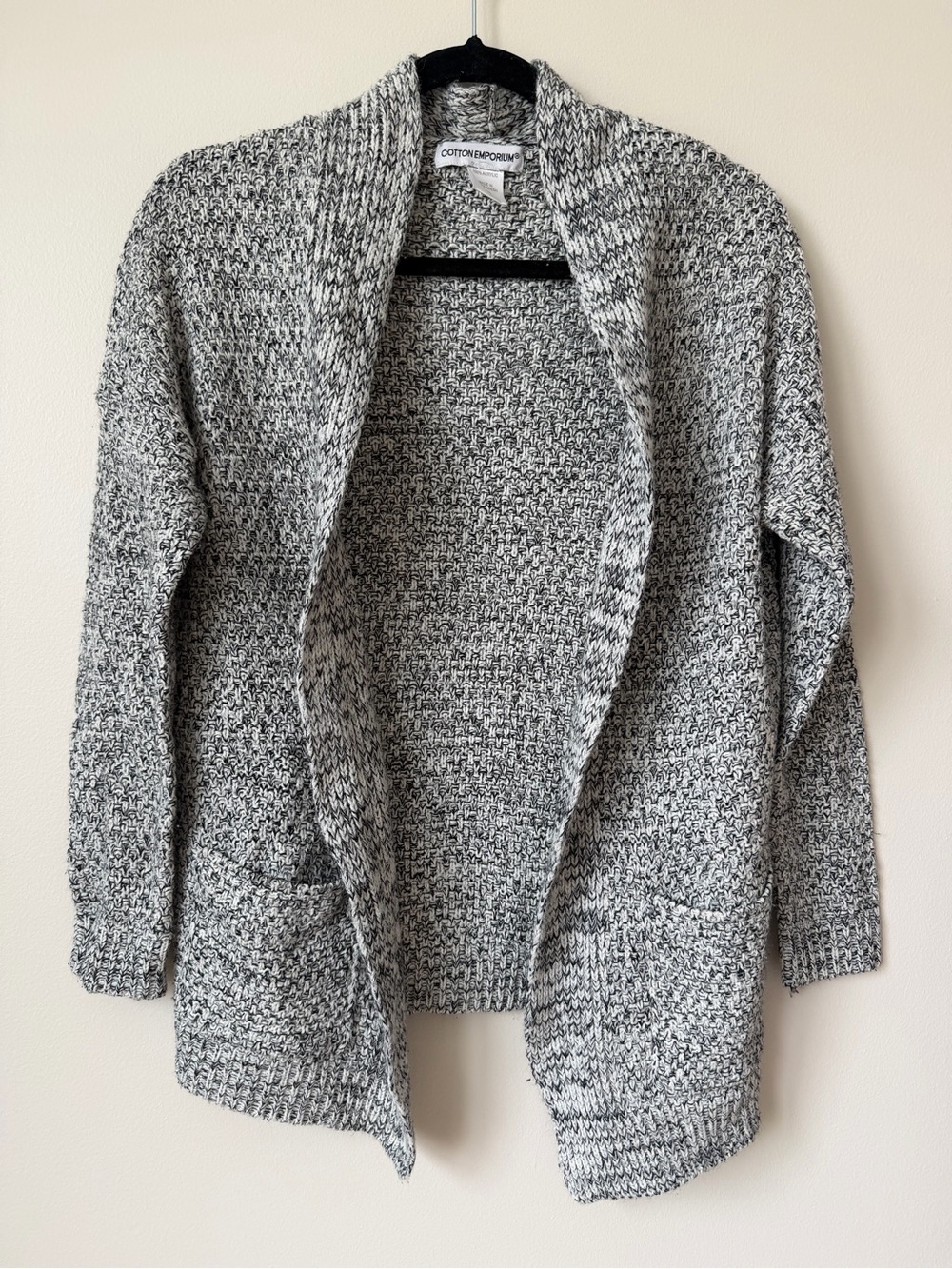 Cotton Emporium Women's Gray Marled Open Cardigan Sweater xs